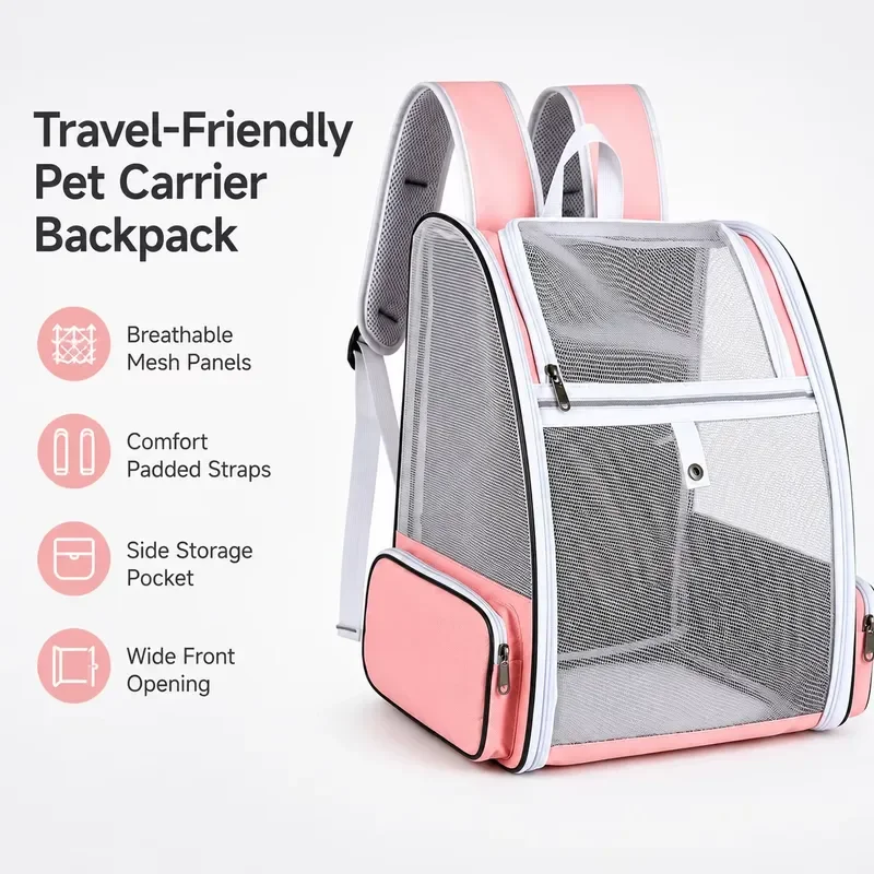 Lightweight Mesh Pet Backpack for Cats Small Dogs Breathable Travel Carrier Bag Wholesale OEM ODM Custom Design Portable