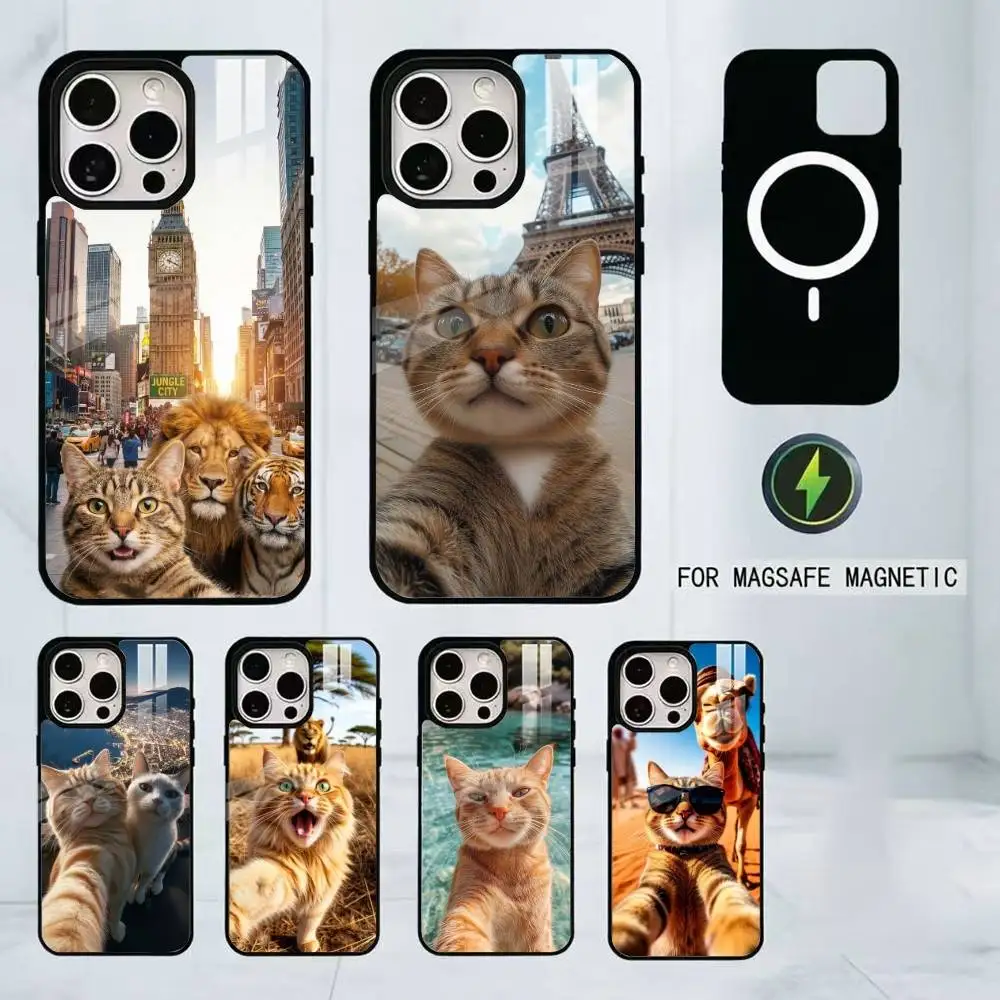 

Kitty selfie Phone Case For iPhone17,16,15,14,13,12,11 Plus,Pro Magnetic with Magsafe Wireless Charging