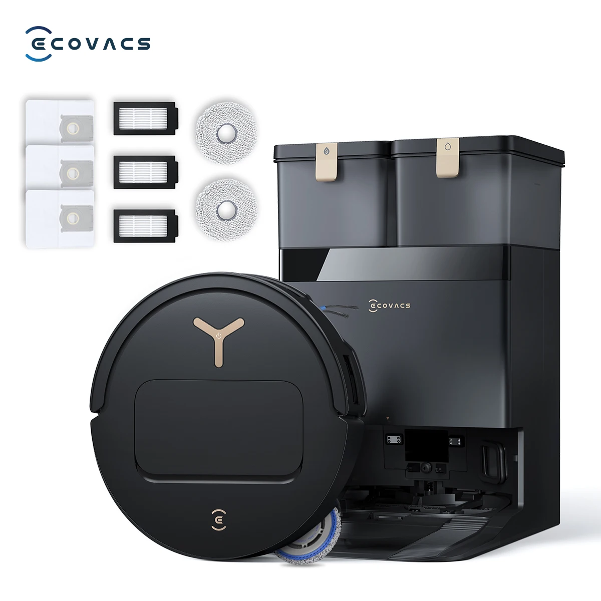 ECOVACS T50 Pro Omni Gen3 Roboterstaubsauger mit Wischfunktion 25.000 Pa Reinigung des Wischmopps bei 75 Grad ° C Heißlufttrocknung, Pflegeset