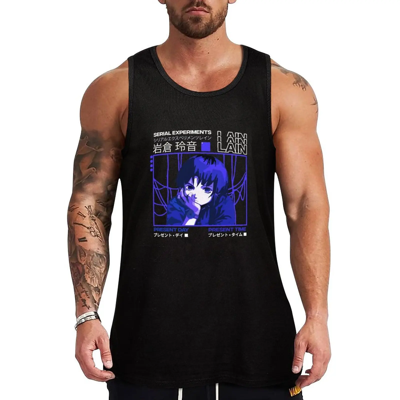 

Serial Experiments Lain Darker Tank Top Gym wear Men's gym t-shirts