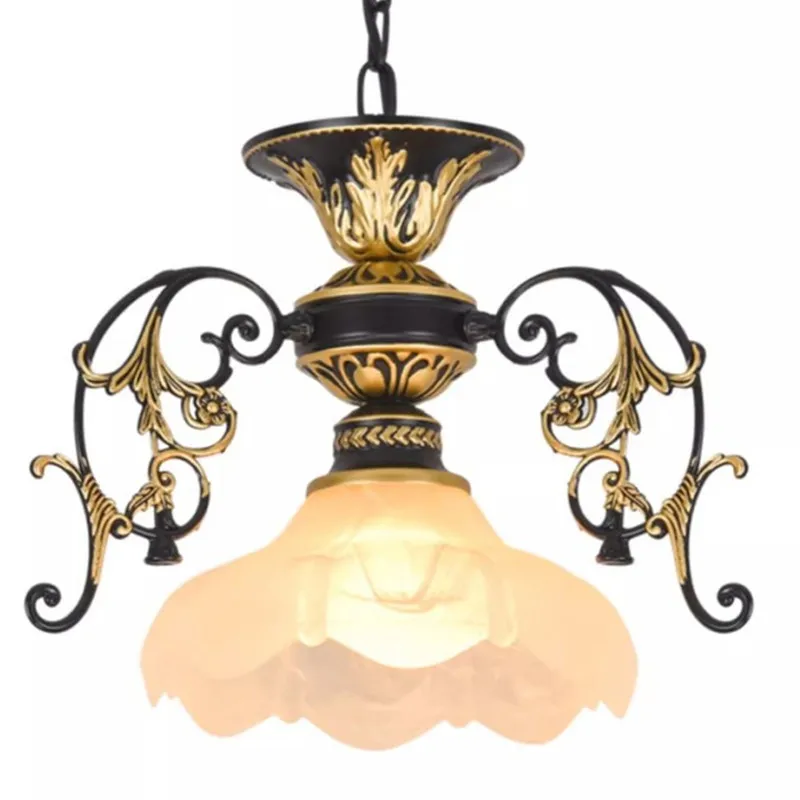 American Retro Loft Chandelier Industrial Wind Aisle Corridor Balcony Lights Creative Iron Body Glass Lampshade Lighting Fixture