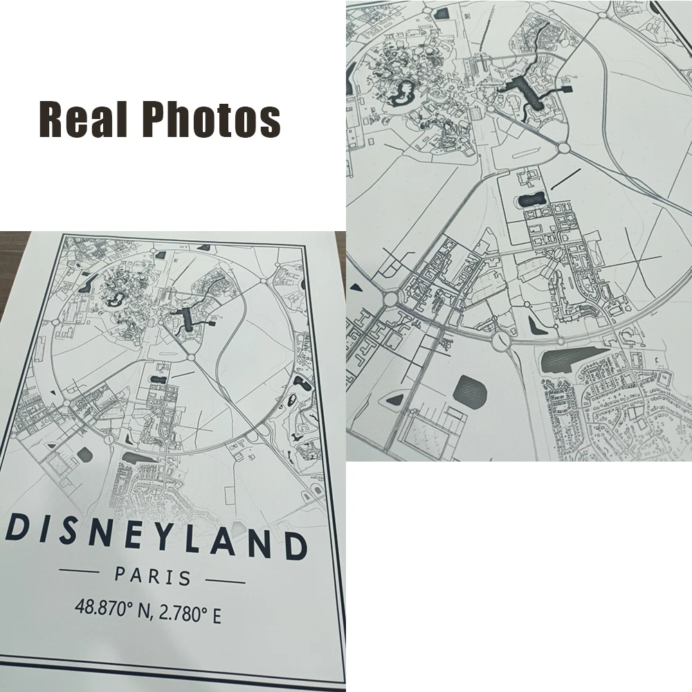 Disneyland Paris Poster Black and White Print Minimal Scandinavian Nordic Art Canvas Painting Home Kitchen Reading Room Decor