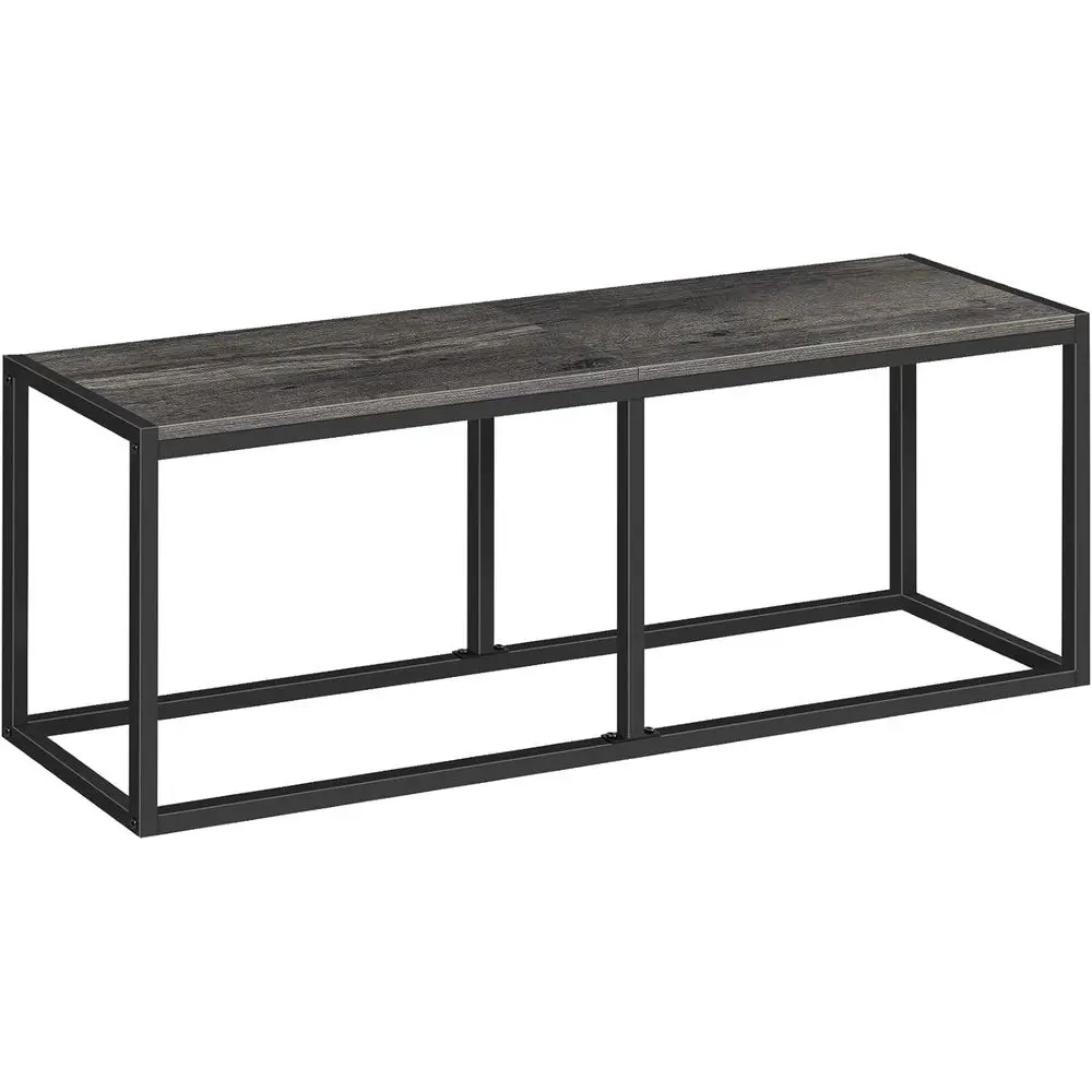 

47.2 Inch Industrial Style Dining Bench, Steel Frame, Easy Assembly, Suitable for Kitchen or Dining Room, Charcoal Gray and Blac
