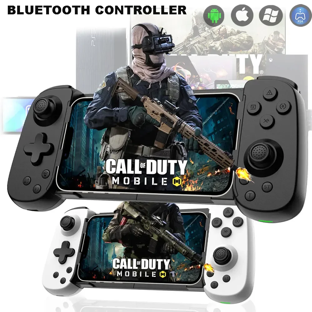 D6 Controller Gamepad for IPhone/PC/Switch/PS4 Wireless Gamepad Joystick Turbo/6-axis Gyro Retractable Video Game Controller