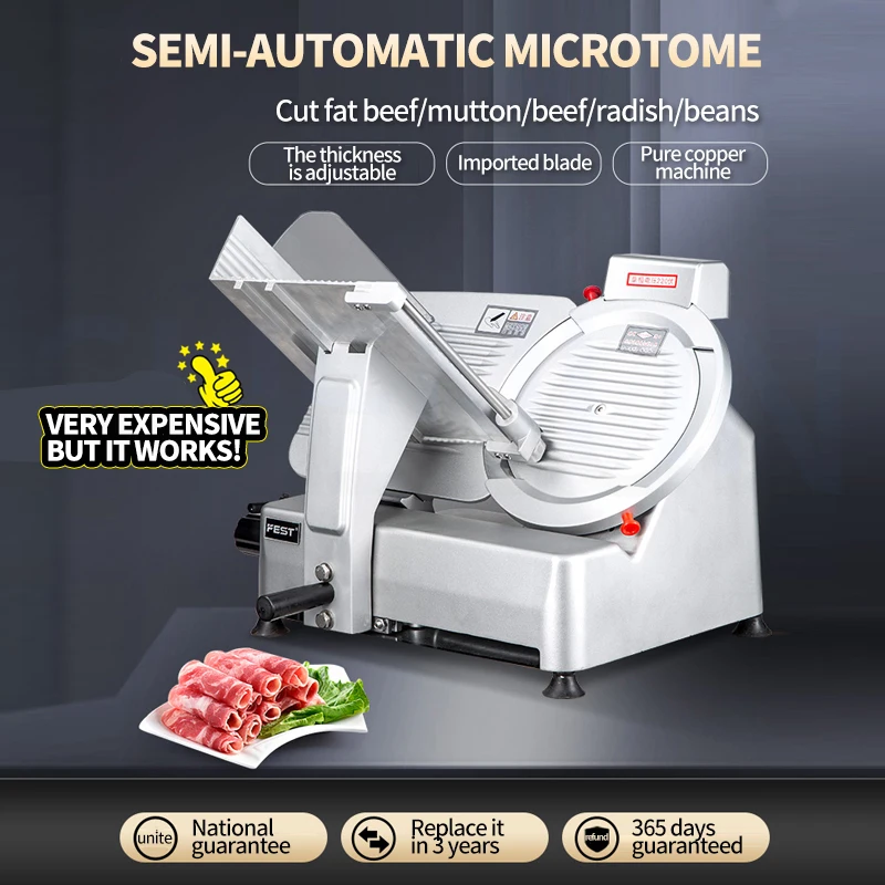 Electric Meat Cutter 10 Inch 12 Inch Blade Electric Food Slicer Commercial Semi-Automatic Fat Beef And Mutton Roll Meat Cutter