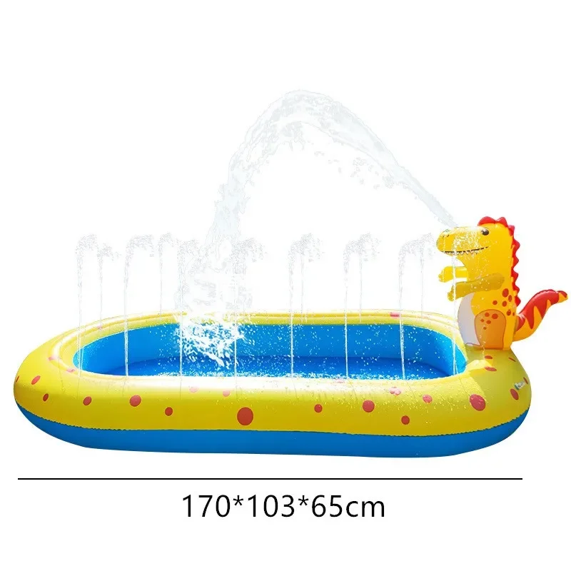 1,7 m Schwimmbad, aufblasbarer Dinosaurierbrunnen, Badewanne im Freien, Delphin-Sprinkling-Spielmatte, Kinder-Wasserspielzeug für den Sommer