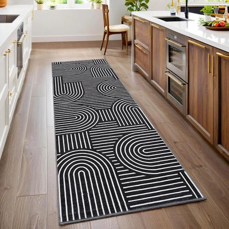 Modern Hallways Runner Rug Minimalism Line Water Absorbent Anti-slip Kitchen Floormat Indoor Home Decor Carpet for Living Room
