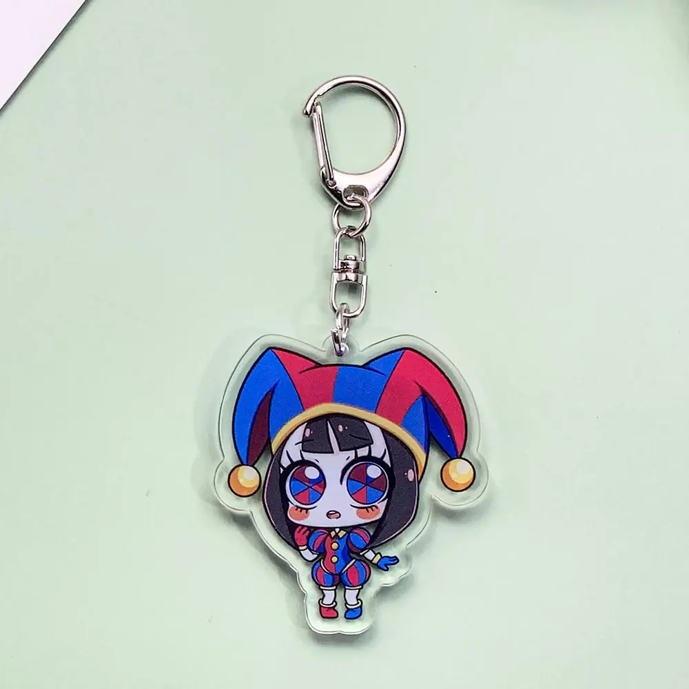 شخصيات كرتونية مذهلة السيرك الرقمي سلسلة مفاتيح مصنوعة من الأكريليك اكسسوارات حقيبة سحر ظهره قلادة حلقة رئيسية هدايا لصديق