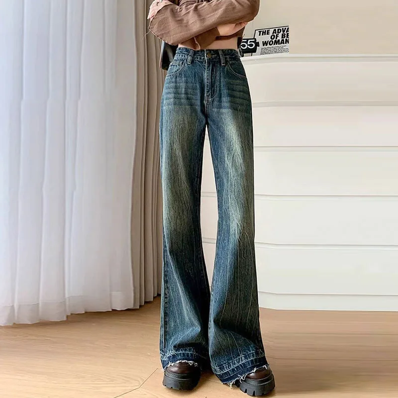 

Women's Jeans 2026 New Wide Leg Pants High Waisted Streetwear Straight Denim Pants Casual Loose Female Trousers