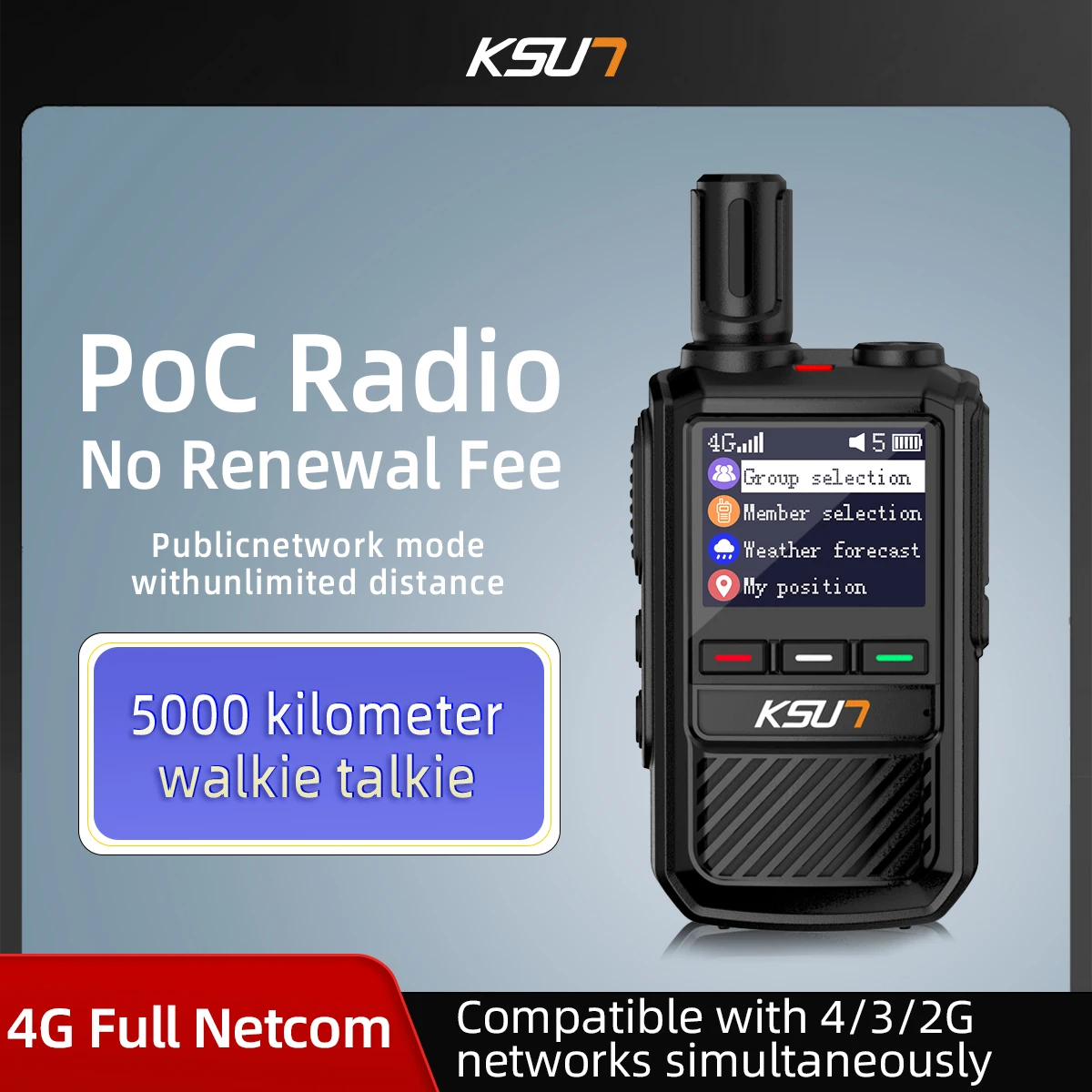 4G POC Walkie Talkie 2PCS with Pre-paid SIM Long Range Global Network Radio PTT Portable Two Way Communication Radio KSUT CT101