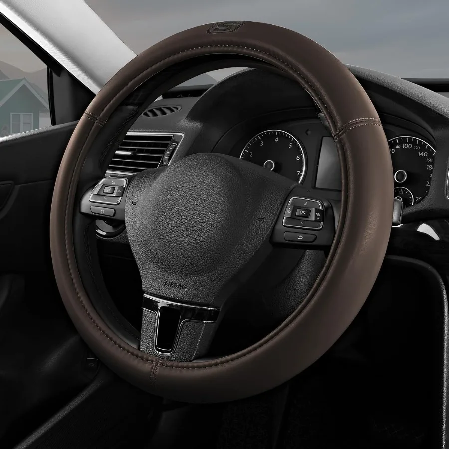 Memory Foam Steering Wheel CoverGrade Protein Leather Steering Wheel Cover Universal AntiSlip Fit 14