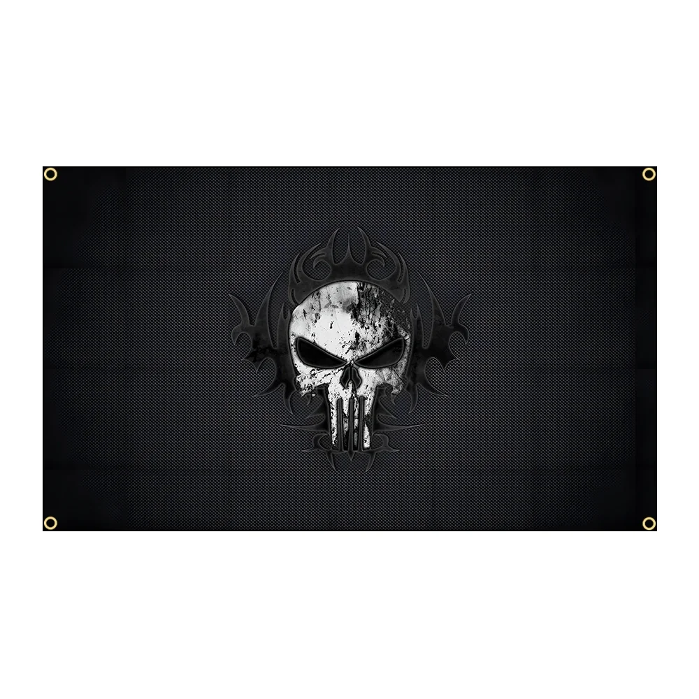 装飾用の薄い頭蓋骨旗、パニッシャーバナー、3x5ft、90x150cm