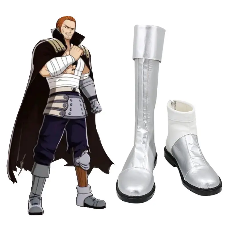 

Anime Fairy Tail‌ Gildarts Clive Cosplay Costume Shoes Silvery Handmade Faux Leather Boots Halloween Carnival Boots