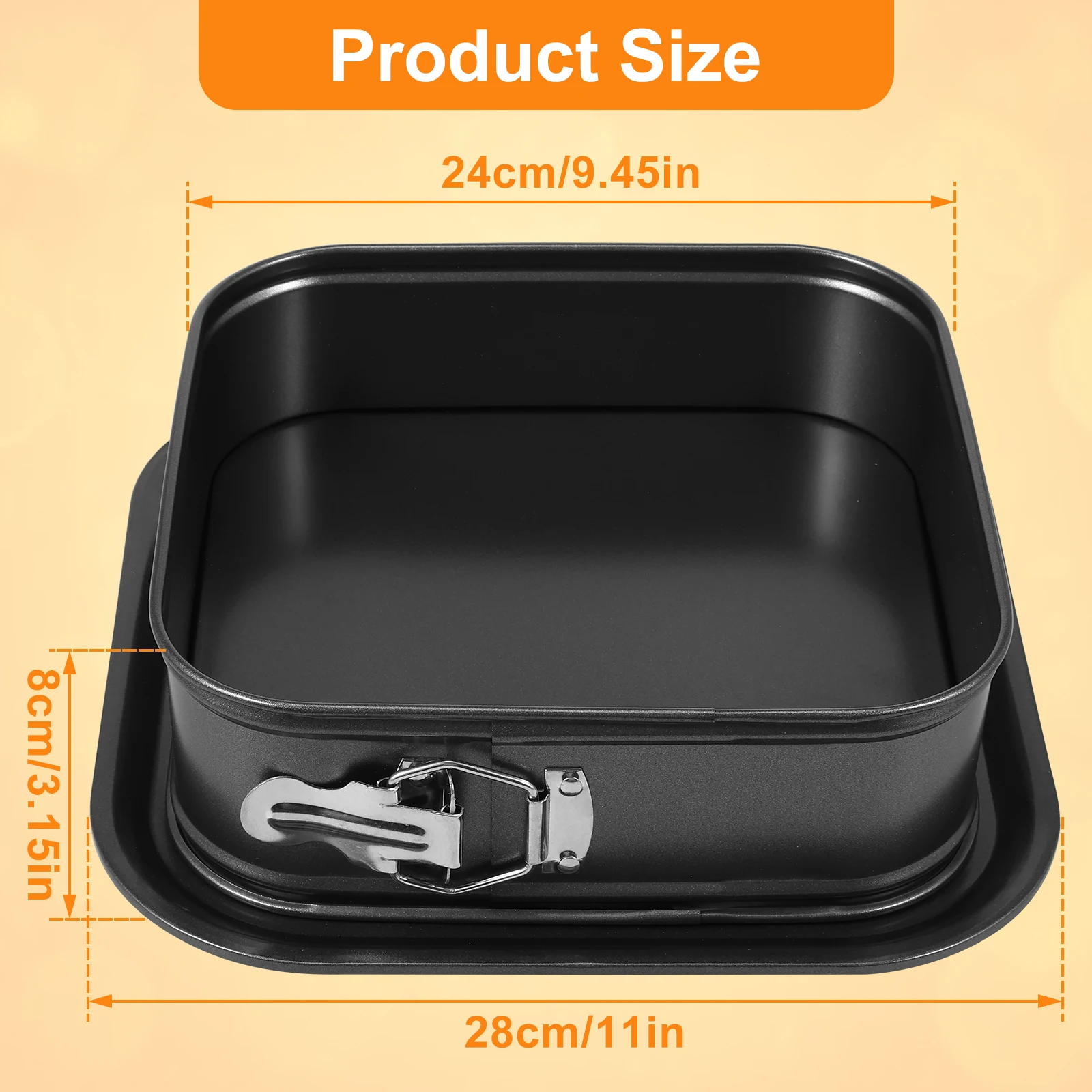 Springform Pan Non-Stick Cheesecake Baking Pan Metal Square/Rectangle Cake Lock Making Pan with Removable Loose Base Leak-Proof