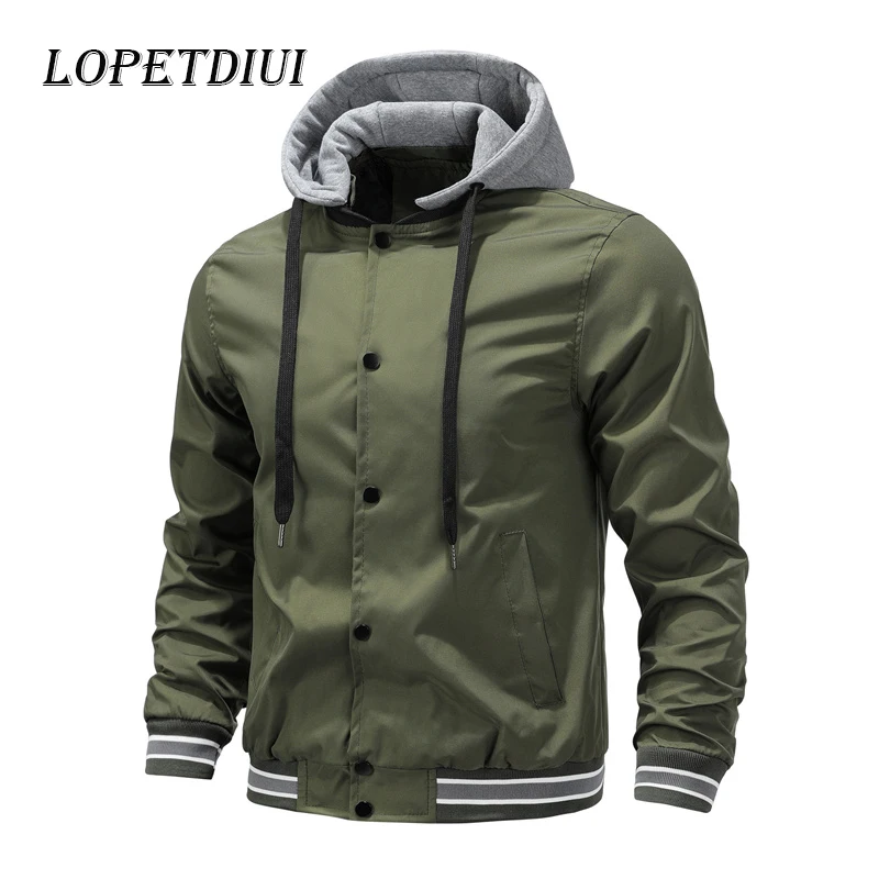 

Bomber Jacket 2023 New Men Spring Autumn Fashion Casual Jacket Coats Men Outdoor Jogging Detachable Hood Baseball Jacket Men