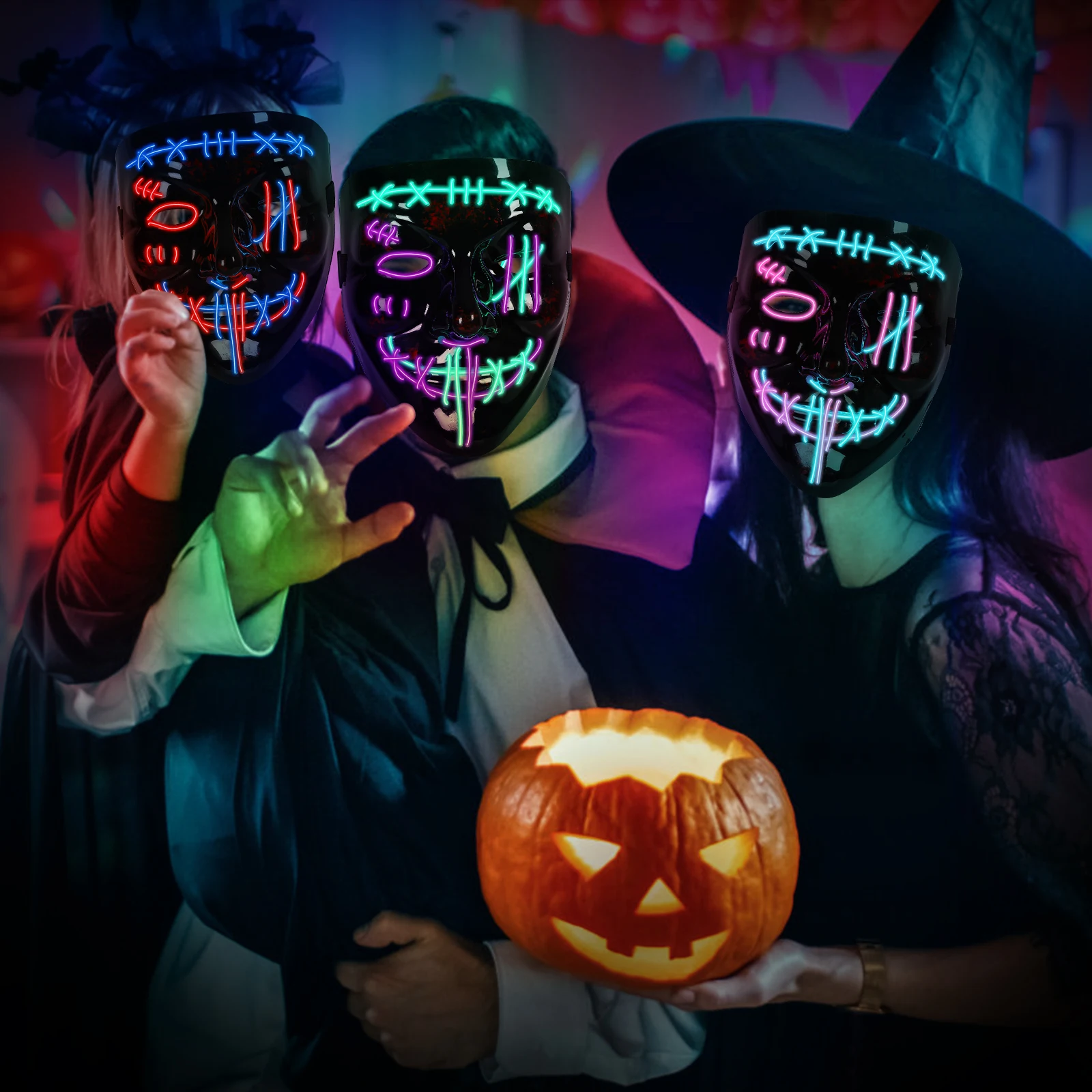 어린이용 LED 조명 장식 할로윈 마스크 3개 세트 - - Led Purge Mask Halloween 리뷰 및 가격