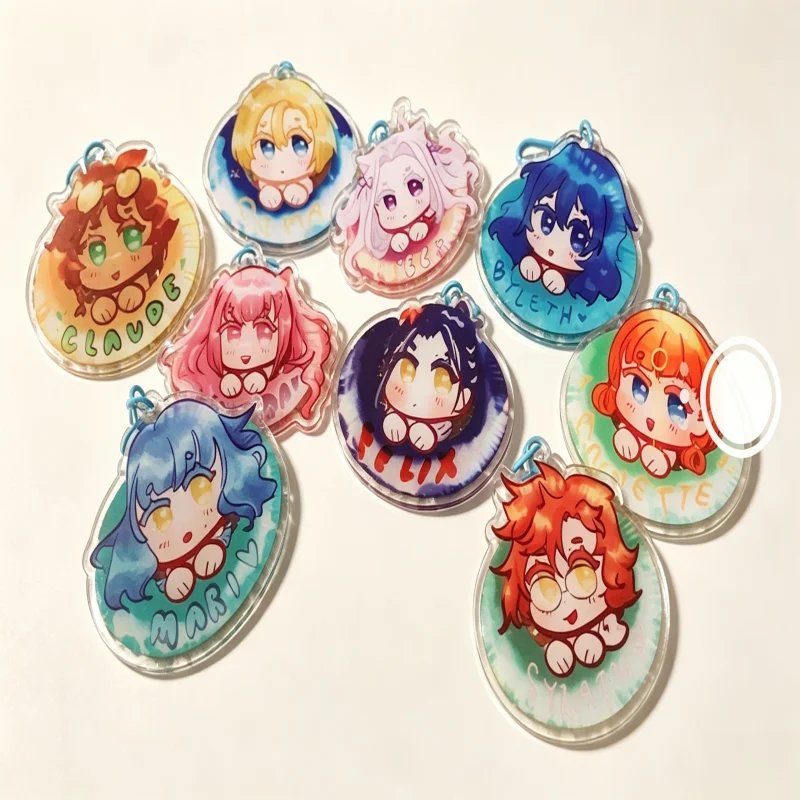 2.5 Inch Summer Swimming Ripple Acrylic Keychain Charms, Cute Chibi Beach Pool Theme Bag Pendants, Multiple Character Designs,