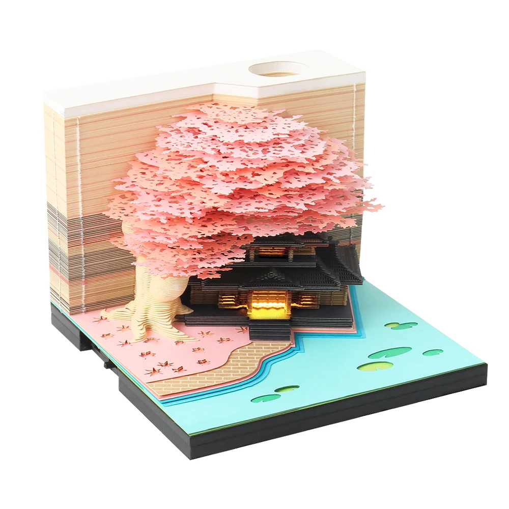 

Mothers Day Gift Omoshiroi Block 3D Notepad 190 Sheets Mini Tree Diy House Led Light 3D Memo Pads Note Paper Bridesmaid Gift