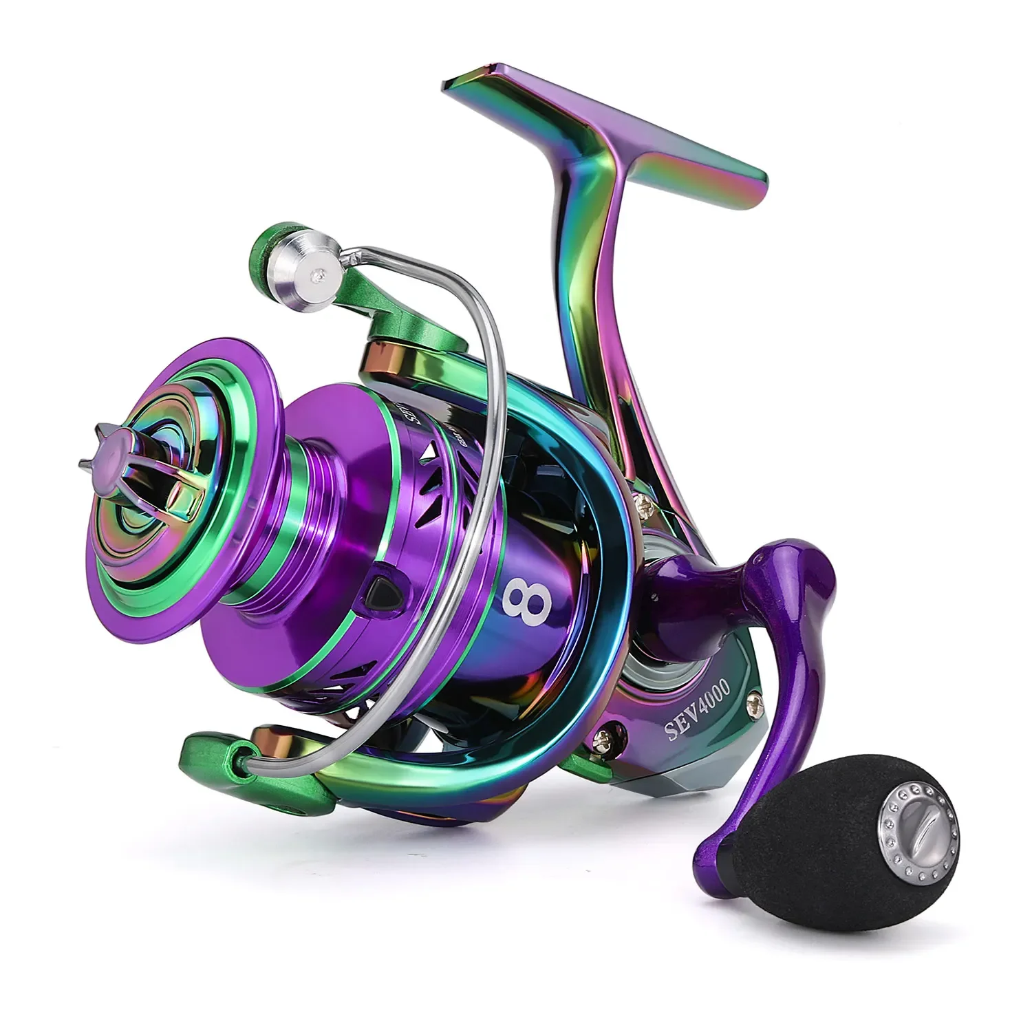 Sougayilang Spinning Angelrolle 5,2:1 Hochgeschwindigkeitsverhältnis EVA Grip Max Drag 12 kg Griff Karpfenbarsch für Süßwasser-Angelrolle – Detail 3