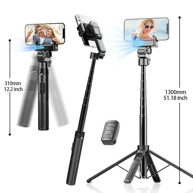 Bluetooth Selfie Stick Stabilizer AI Gesture Control 360 ° Rotation Tripod Stand Anti-shake Face Tracking Selfie Stick Tripod
