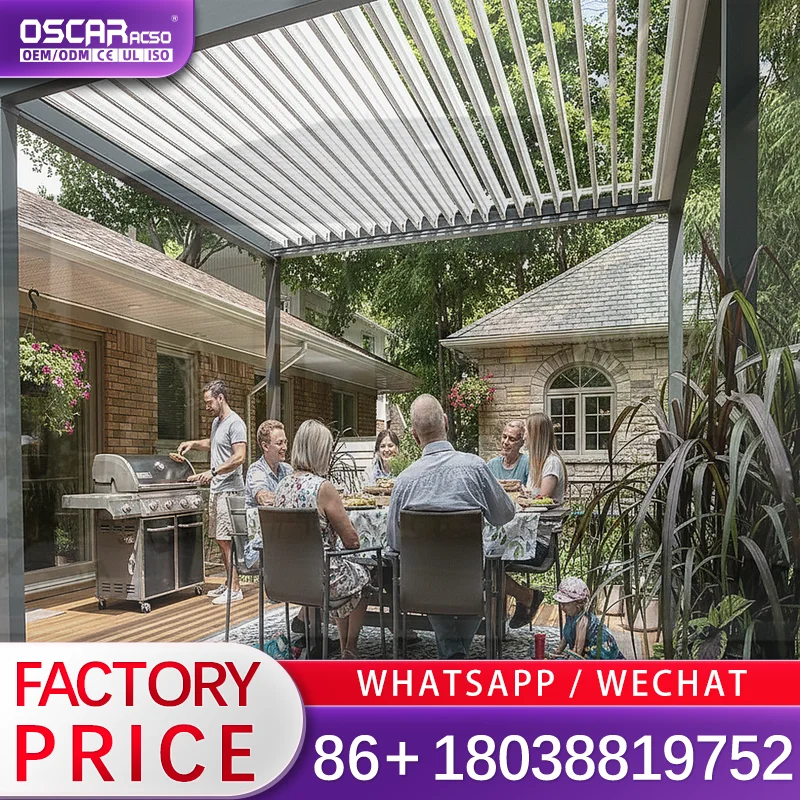 Outdoor Aluminum Alloy Electric Pergola for Garden Terrace Open air Balcony Cooler Pavilion pergola