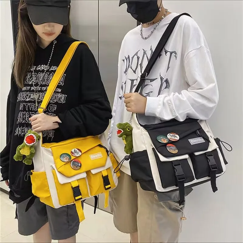 

Casual Harajuku Men Nylon Crossbody Bags for Women Messenger Bag Girls School Book Bags Youth Canvas Handbags Shoulder Bag