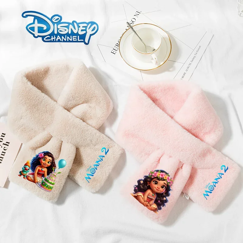 Moana 2 Girl Scarfs Cute Disney Anime Cartoon Super Soft Plush Neckerchief Warm Shawl Woman Autumn Winter Kid Birthday Xmas Gift