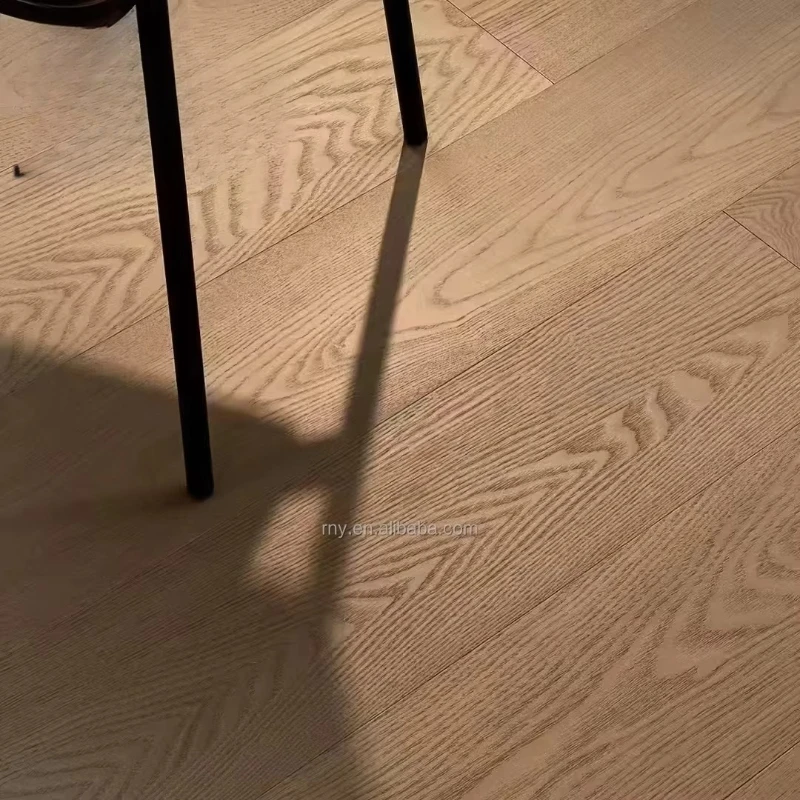 Lantai kayu ash rekayasa multi-lapis versi kustom, dipasang dengan lem, 14mm, polos besar, nyaman untuk kamar tidur