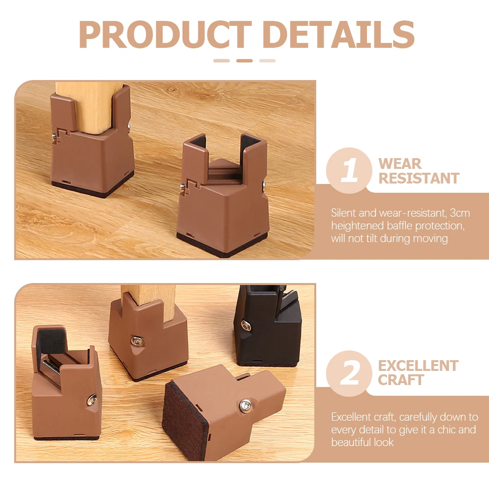 4 Pcs Heightened Table Mat Leg Lifts for Couch Double Risers Velvet Adjustable Bed Base Individual Small niture