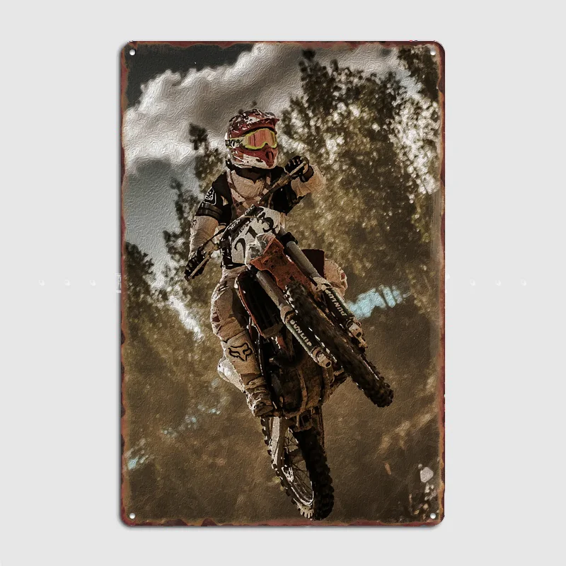 Motocross Rider in Flight Poster Retro Custom Sign Room Decoration Home Decor Club Bar Vintage Posters Indoor Wall Decor