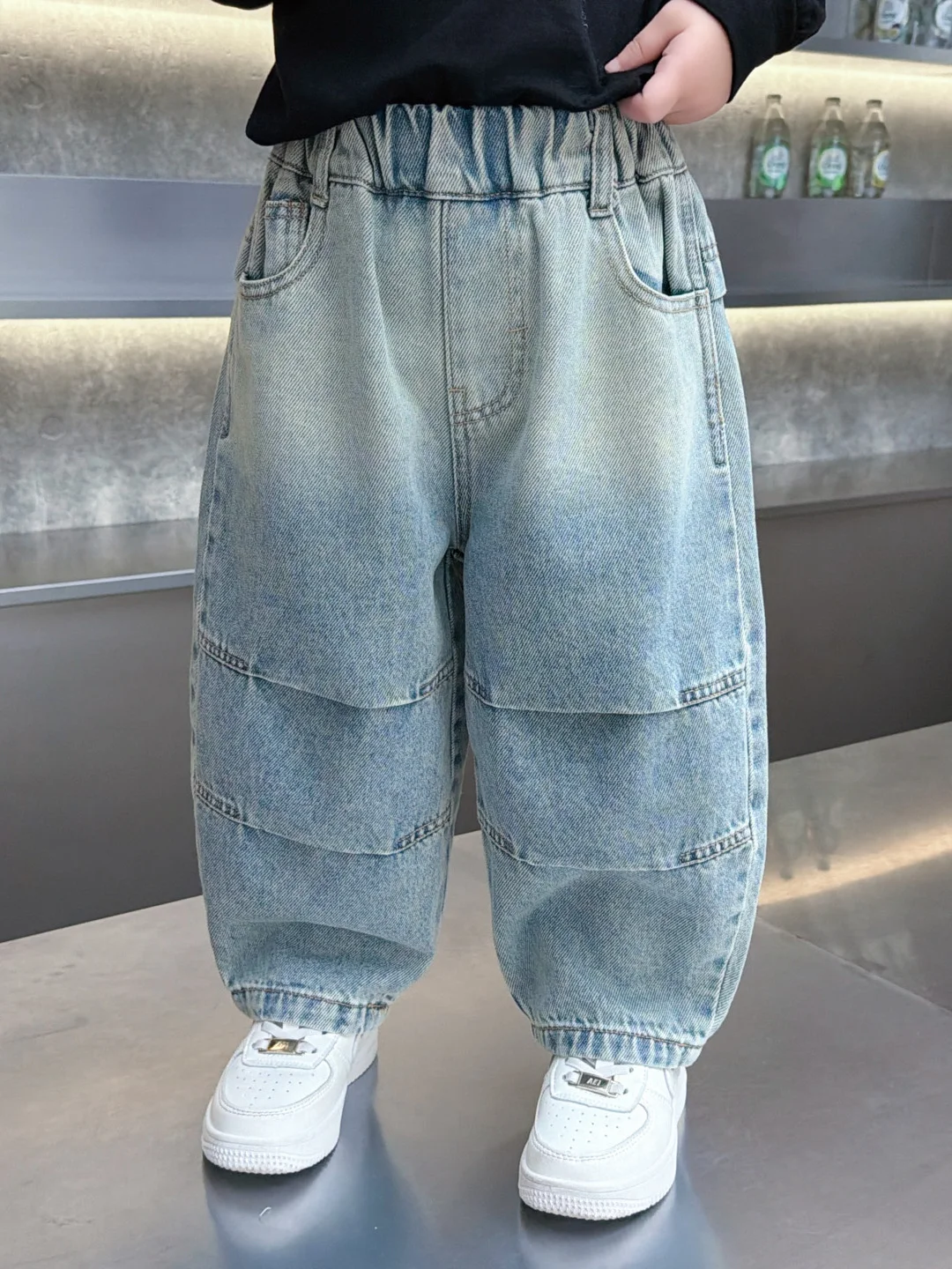 

Boys' Casual Loose Fit Jeans Spring Autumn Wear Multket High Waist Denim Pants Korean Sle Versatile Baby Loose Knife