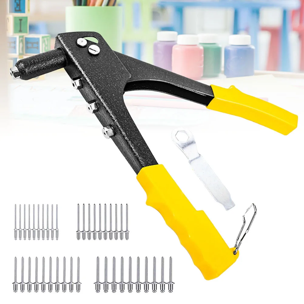 1Set Alat Paku Keling Tugas Berat, Riveter Manual dengan Pegangan Anti Selip untuk Pekerjaan Paku Keling Berbagai Material
