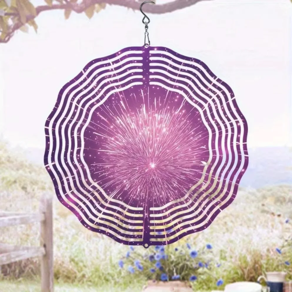 1PC Firework Wind Spinner | 2d 360° Rotating Metal Art for Outdoor Garden Decor | Halloween & Christmas Gift for Celebration