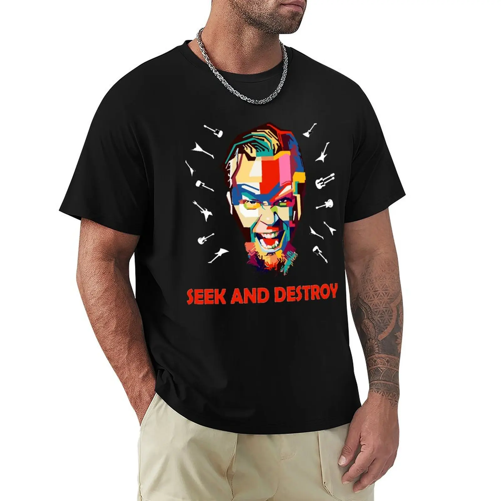 Mens Best Music Seek and Destroy James Hetfield T-Shirt football t shirt shirts graphic tees mens white t shirts