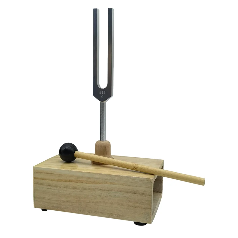 

A22I Tuning Fork 512HZ Vibration with Wood Resonator Box Experimental Instrument for Sound Therapy, Yoga, Meditation