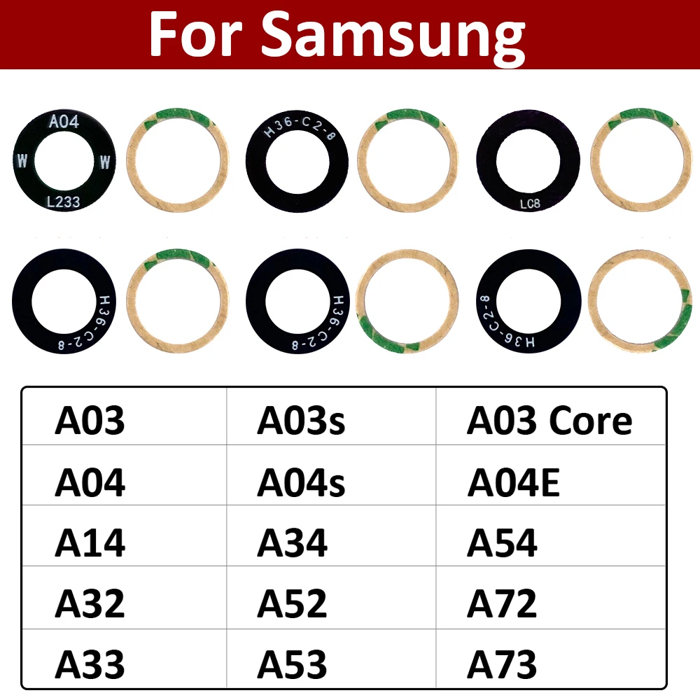 Camera Lens For Samsung A03 A03s A04 A04s A04E A14 A24 A34 A54 A32 A52 A72 A33 A53 A73 Rear Back Camera Glass Lens With Adhesive