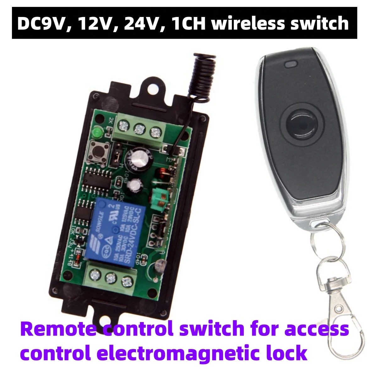

Radio Frequency Wireless Remote Control Switch DC12V 24V Access Control Electromagnetic Lock, Lamp, Horn Alarm Power-Off Control