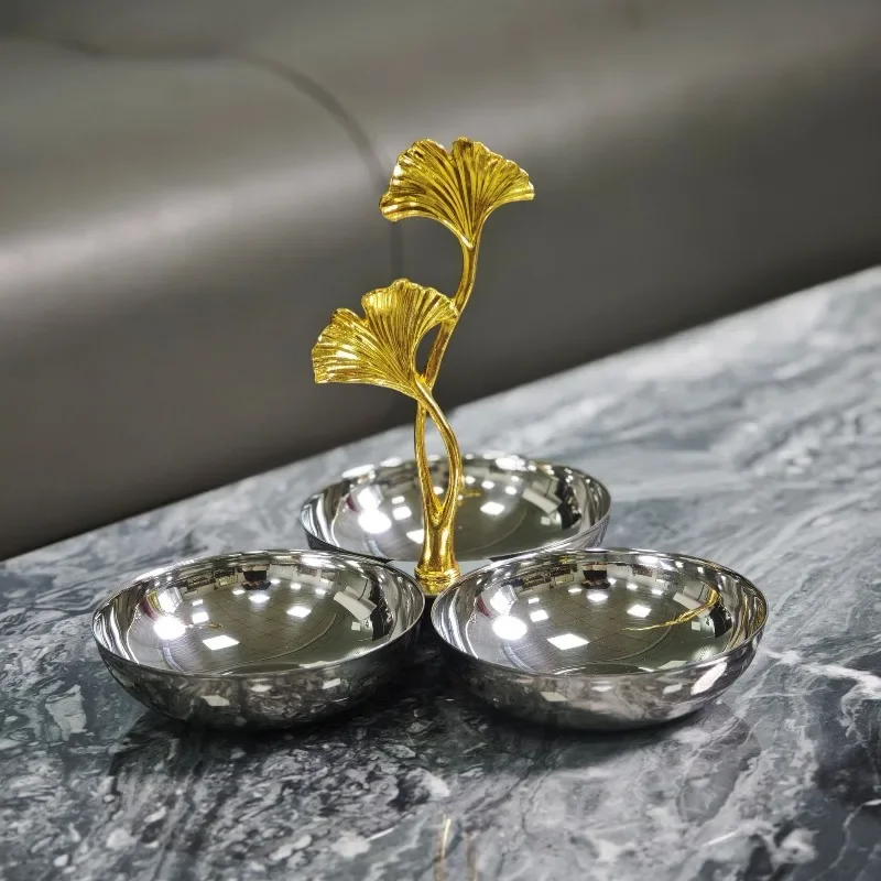 European stainless steel refreshment fruit plate household table snacks candy snacks dried fruit bowl snack plate creative