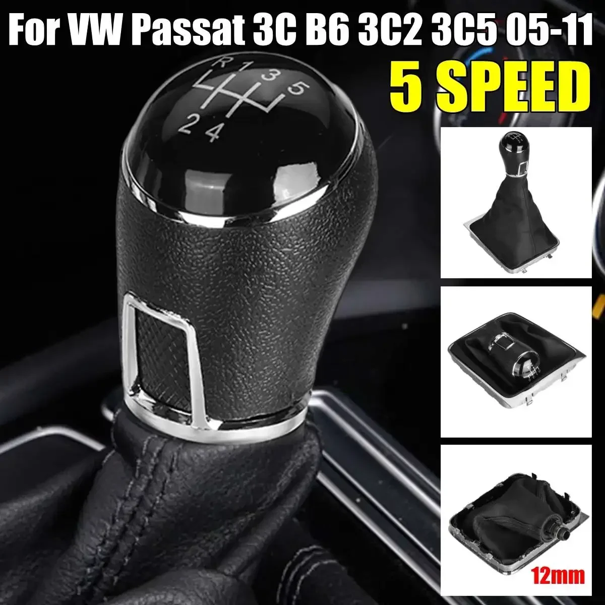 

5 Speed Car Gear Shift Knob PU Leather Gaiter Boot Cover For VW/Passat B6 3C B6 3C2 3C5 2005-2011