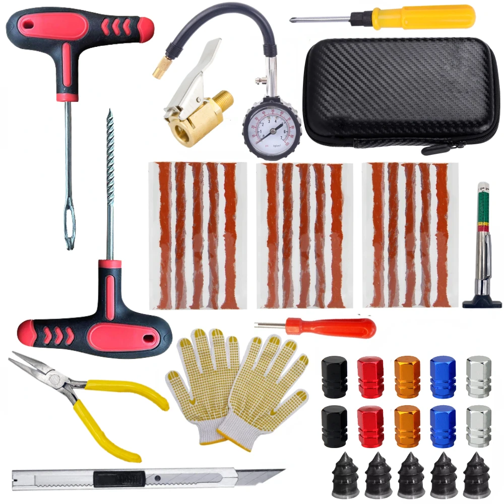 

Car Tire Repair Kit Puncture Plug Tools Tyre Puncture Emergency for Tire Strips Stirring Glue Repair Tool Kit Car Accessories
