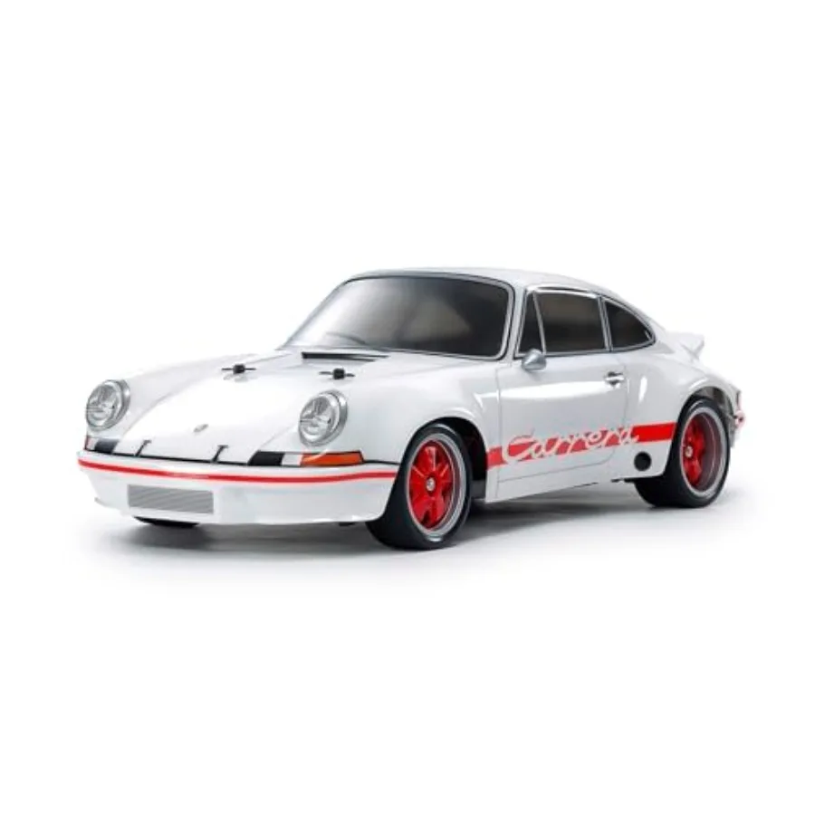 

RC Porsche Carrera RSR 2.8 model kit for hobby assembly, painted ABS body, red with white stripes, high-detail finish and preci