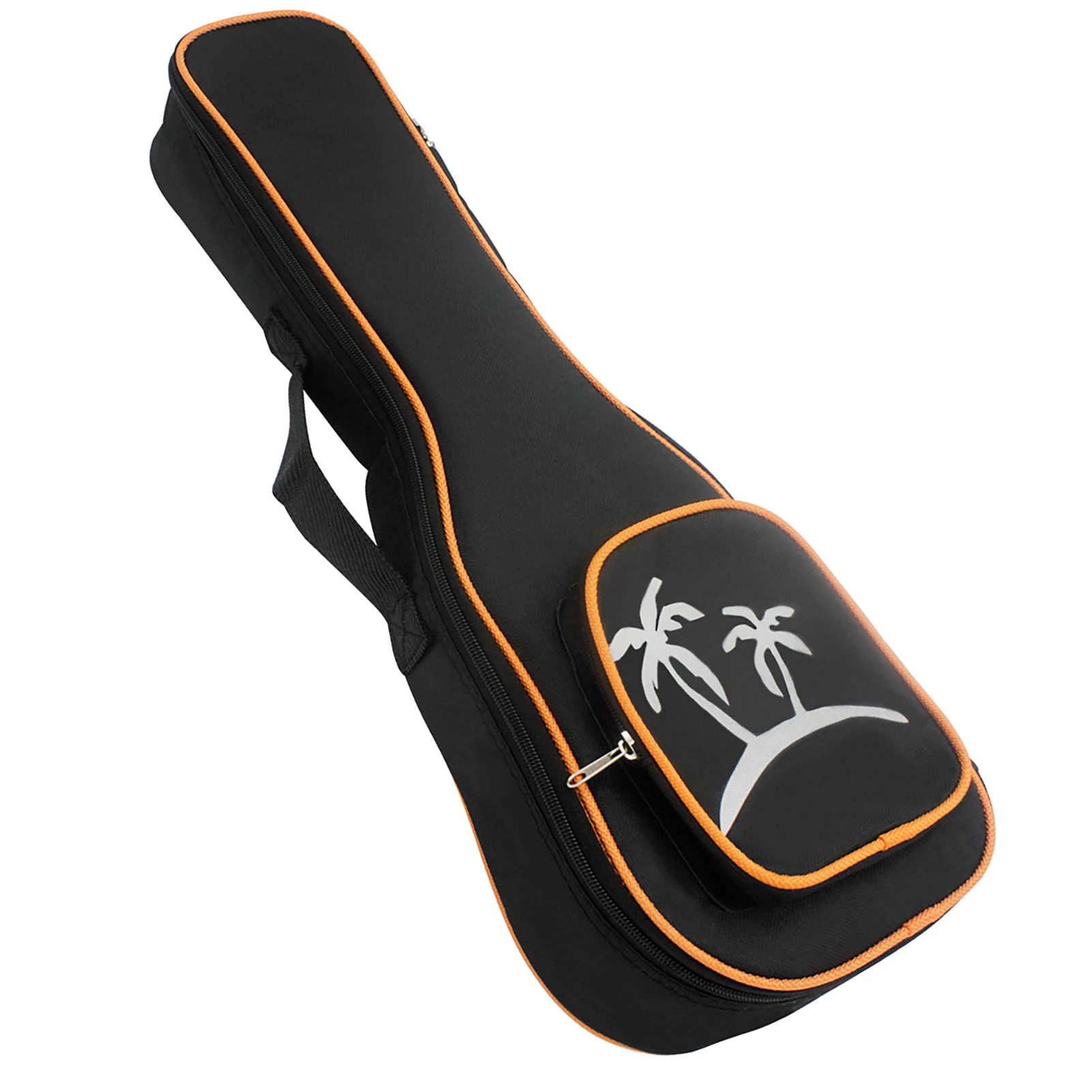 

21 Inch Soprano Ukulele Bag with Coconut Tree Pattern and Adjustable Single Shoulder Strap Zippered Case Black 55.5 * 19 *