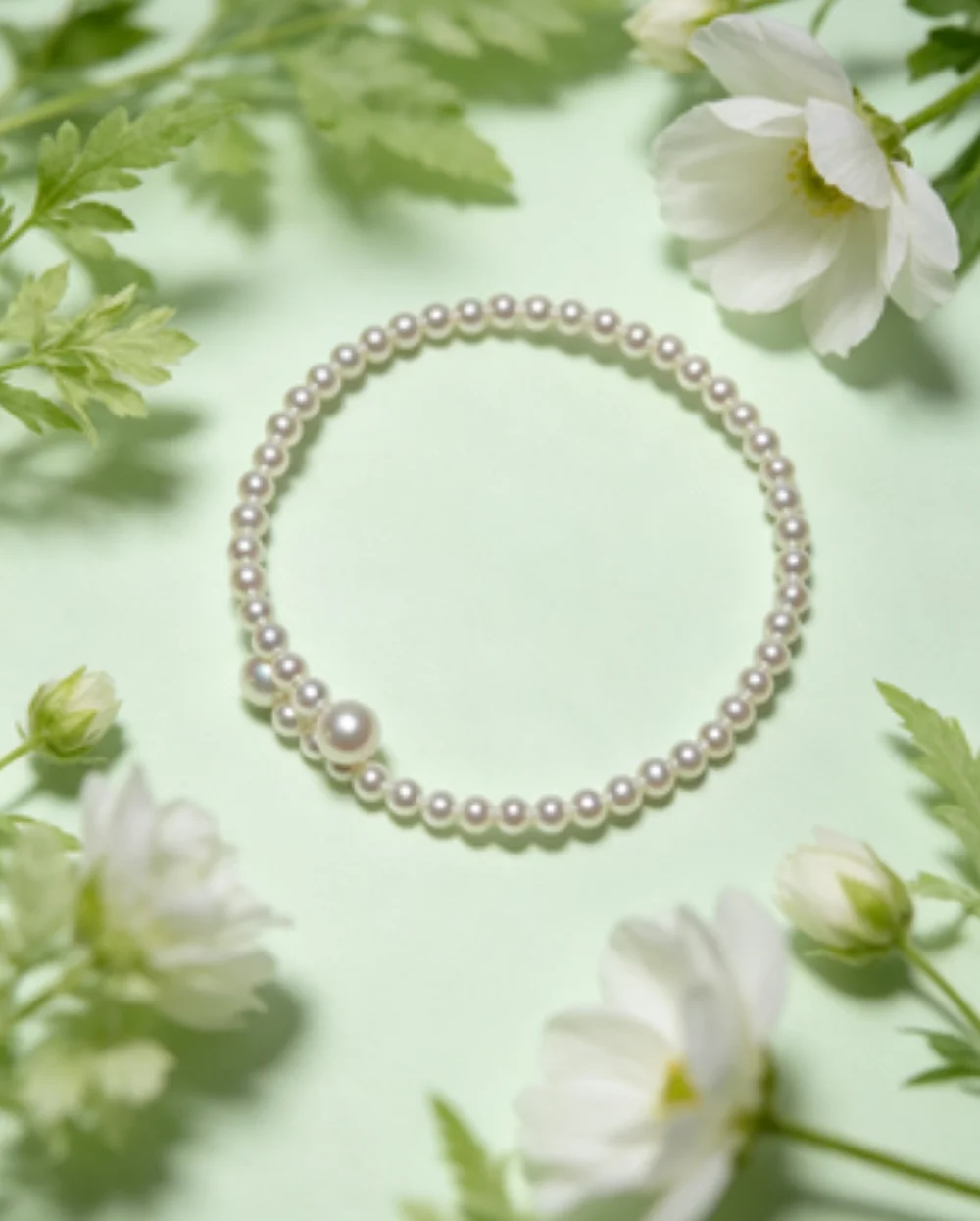 Natural Pearl AAAA3-4mm+6-7mm White Pearl Elastic Bracelet Length 18cm-