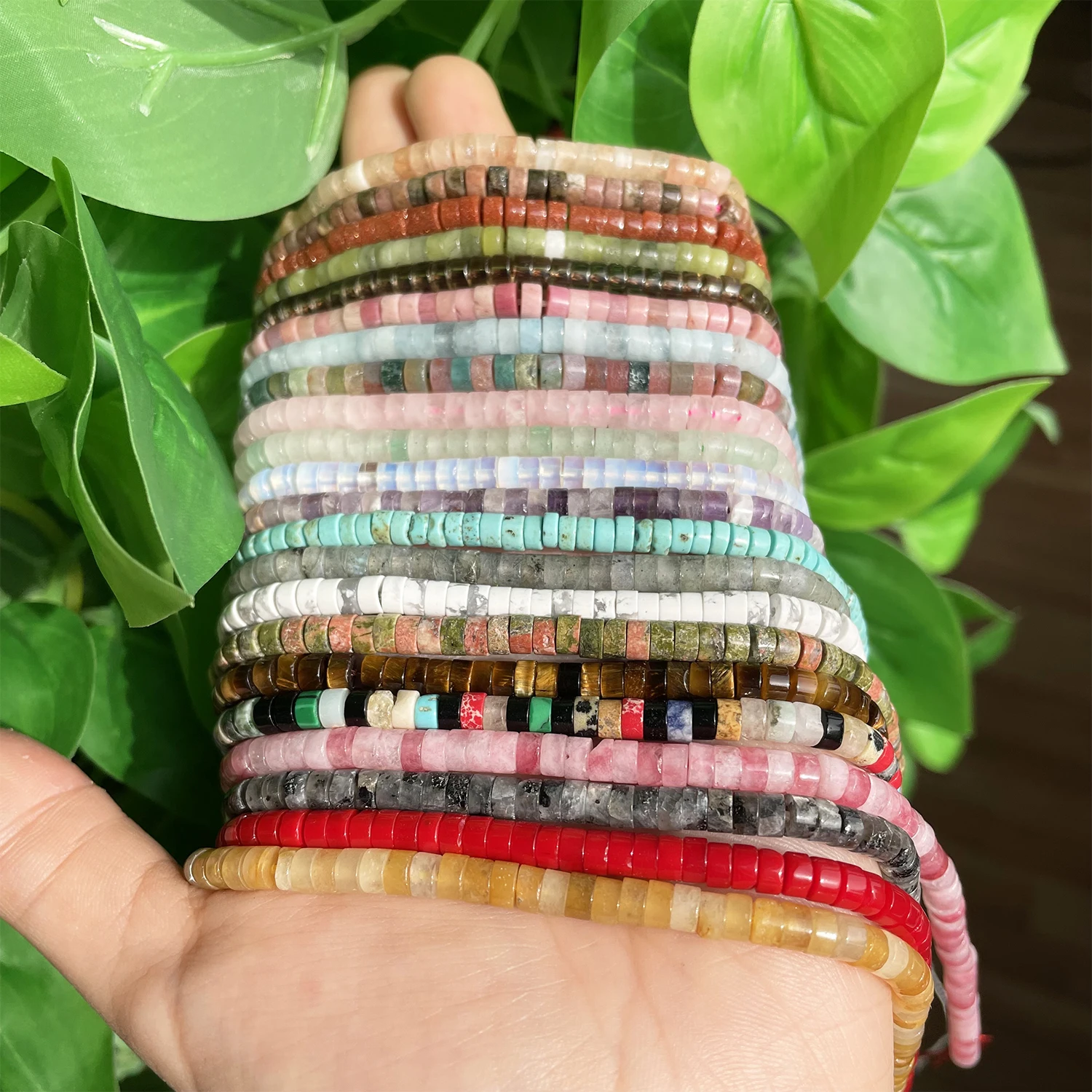 Natürliche Türkis-, Quarz- und Lapislazuli-Rondell-Abstandsperlen 4x2mm Flache Runde Scheiben-Steinperlen für Schmuckherstellung DIY Armband – Detail 4