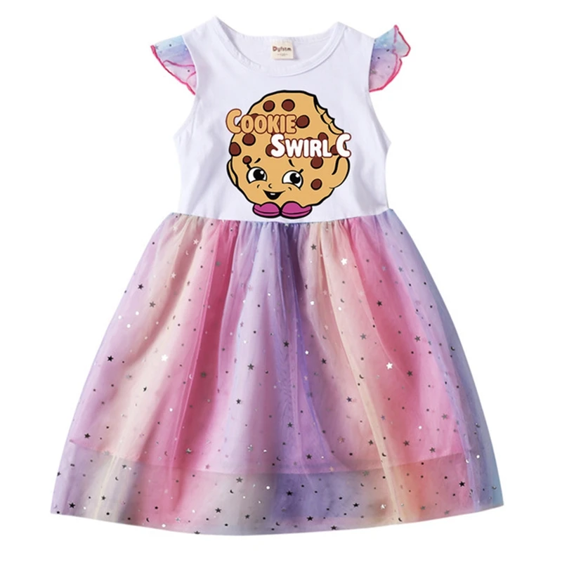 COOKIE SWIRL C Kids Dresses for Girls Cute Cartoon Print Clothes Toddler Girl Dresses Summer Elegant Little Girls Costume