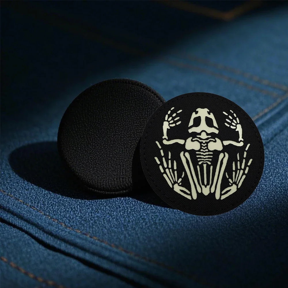 Tactical Reflective Skull Bone Frogman Skeleton Badge Stickers Glow in the Dark You Wanna Be a Frogman Patches for Backpack
