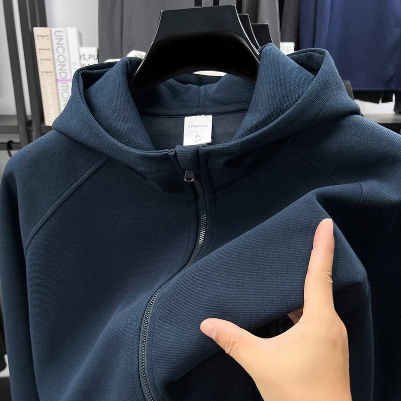 

Men's Sweater Hooded Zipper Cardigan Casual Jacket Solid Color Versatile 2026 Spring and Autumn New