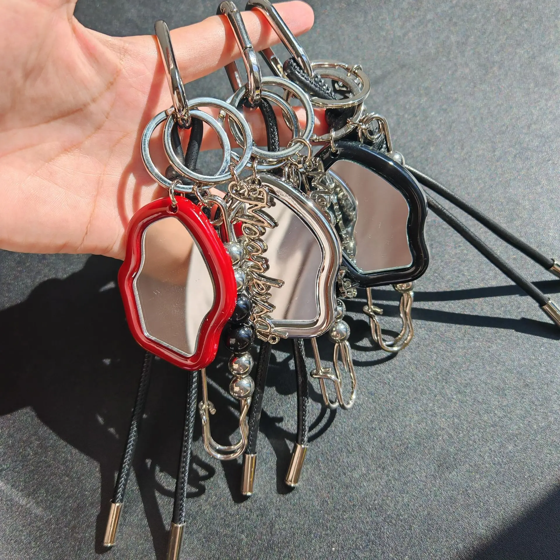 

Handmade backpack pendant Weaving rope keychain Advanced portable makeup mirror Diversified hanging decorations