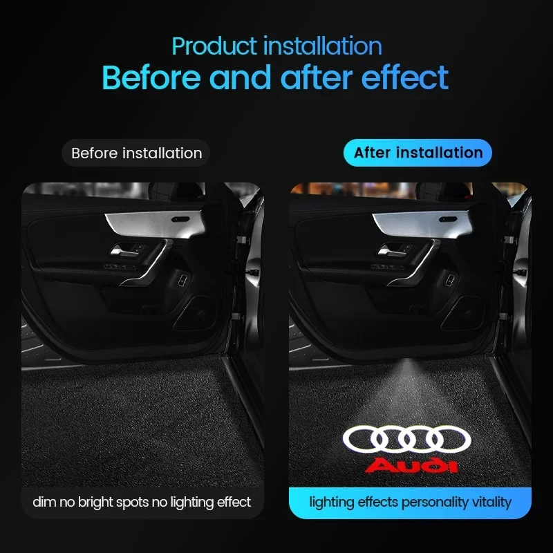 2PCS Led Car Door Welcome Lights For Audi Sline S3 S5 TT A4 B7 B8 B9 A3 8P 8V 8L A5 A6 C6 C5 C7 A1 Q3 Q7 Q5 Logo Projector Lamp view 4
