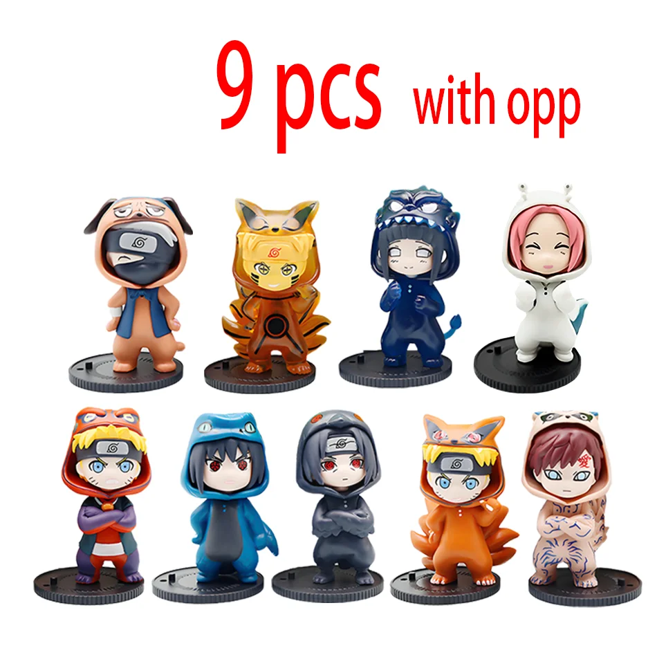1-9 szt. Figurki Naruto w niespodziance, model, ozdoba, anime, Uchiha Sasuke, Sakura, cosplay, figurka akcji, zabawki, dekoracje, prezenty